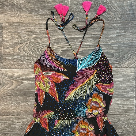 La Blanca Medium Sunlit Soiree Crepe Dress Swim Bathing Suit Cover Boho Floral - Picture 13 of 15